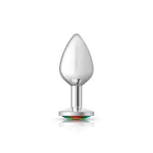 Rainbow Round Gem Silver Metal Plug - Md butt plug - product image 5