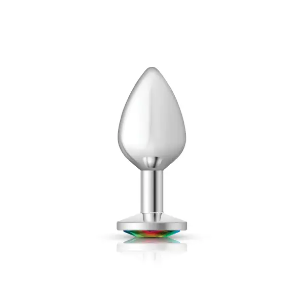 Rainbow Round Gem Silver Metal Plug - Md butt plug - product image 5