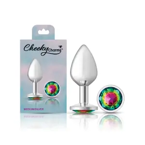 Rainbow Round Gem Silver Metal Plug - Md butt plug - product image 6