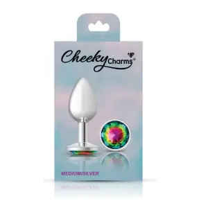 Rainbow Round Gem Silver Metal Plug - Md butt plug - product image 9