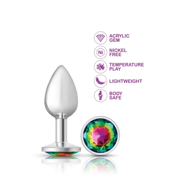 Rainbow Round Gem Silver Metal Plug - Sm - butt plugs - product image 3