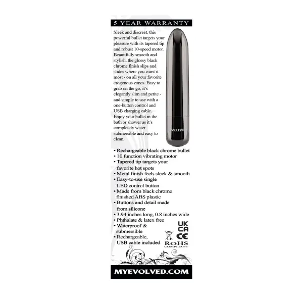 Real Simple - Black Chrome bullet vibrator - product image 4