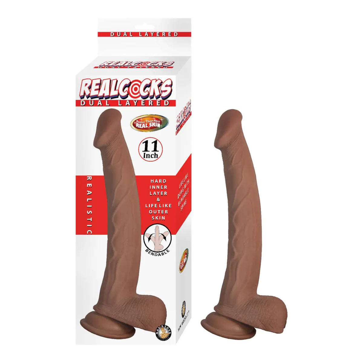 Realcocks Dual Layered 11" - Brown most realistic cock dildo - main product image