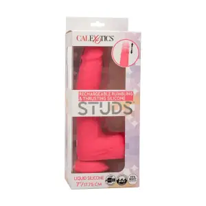 Rechargeable Rumbling and Thrusting Silicone Studs - Pink - dildos - product image 2