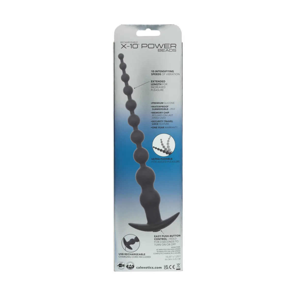 Rechargeable X-10 Power Beads - Black anal bead vibrator - main image