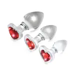 Red Heart Gem Glass Anal Plug Set glass butt plug - main product image