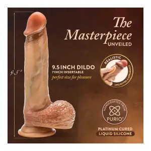 Renaissance - Raphael - 9.5 Inch Sliding Foreskin Dildo With Squeezable Balls - Tan - dildos - main product image