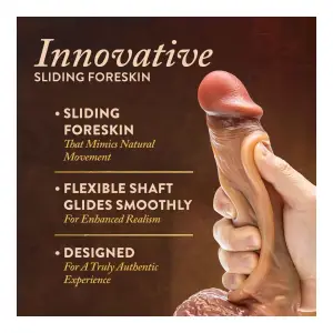 Renaissance - Raphael - 9.5 Inch Sliding Foreskin Dildo With Squeezable Balls - Tan - dildos - product image 2
