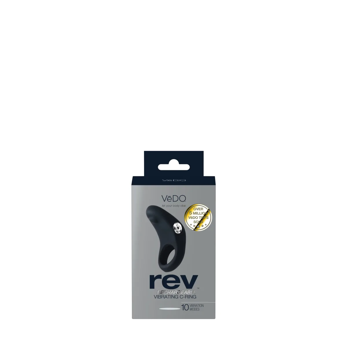 Rev Rechargeable Vibrating C-Ring - Black - silicone vibrating cock ring - product image 2