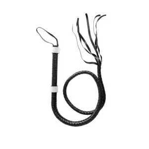 Rhinestone Handle Whip - Black bondage accessory - alternate product angle