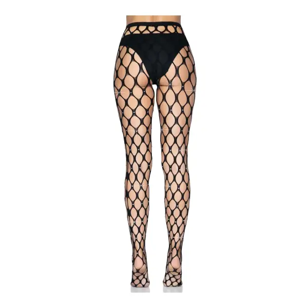 Rhinestone Pothole Net Tights - One Size - Black sexy lingerie stockings - alternate product image
