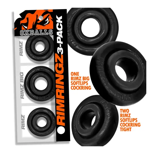 RimringzMulti Size 3 Pack- Black - cock ring - product image 2