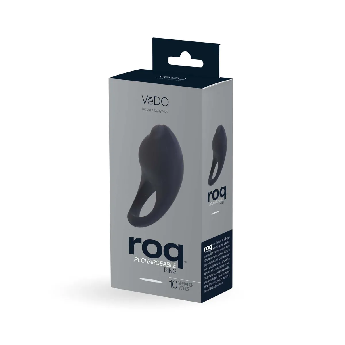 Roq Rechargeable Ring - Just Black - black vibrating cock ring - main product image