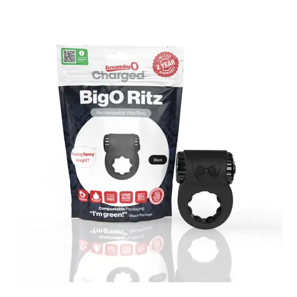 Screaming O - Big O Ritz Rechargeable Vibe Ring - Black - rechargeable vibrating cock ring - product image 5