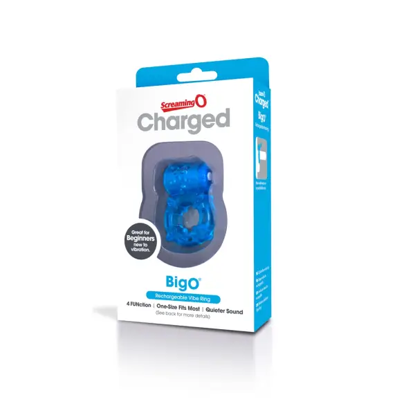 Charged Big O - Blue - Each - rechargeable vibrating cock ring - product image 3