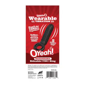 Rechargeable O Yeah Silicone - Black - silicone vibrating cock ring - product image 2