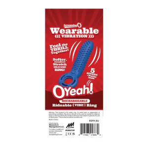 Rechargeable O Yeah Silicone - Blue - vibrating penis ring - product image 2