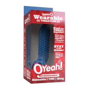 Rechargeable O Yeah Silicone - Blue - vibrating penis ring - product image 5