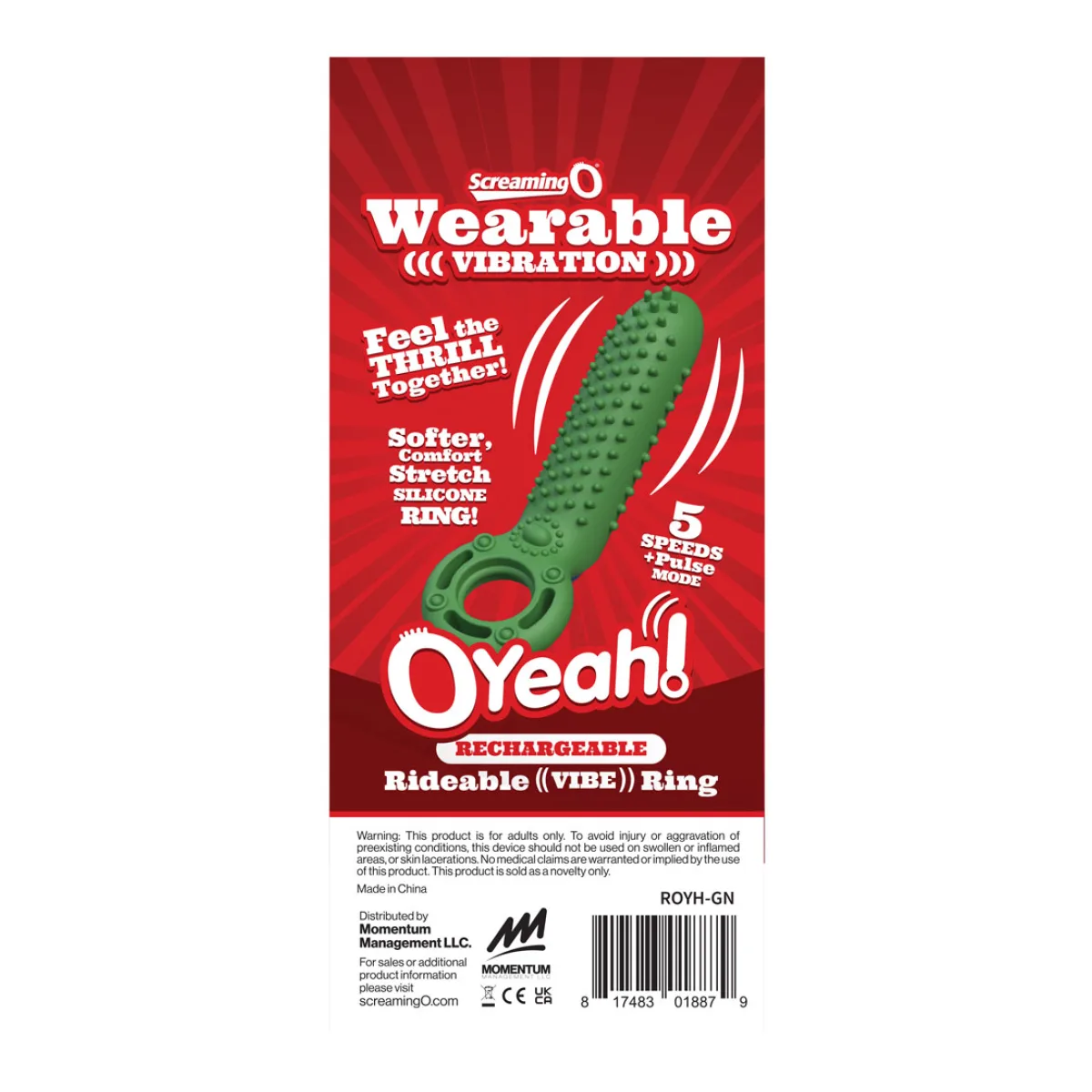 Rechargeable O Yeah Silicone - Green - cock ring vibrator - main product image