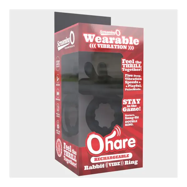 Rechargeable Ohare - Black - rabbit vibrating cock ring - product image 5