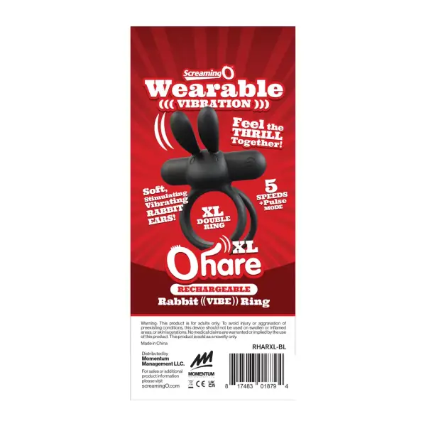 Screaming O Rechargeable Ohare XL Cock Ring 1 Rechargeable Ohare XL - Black - black vibrating cock ring - product image 2