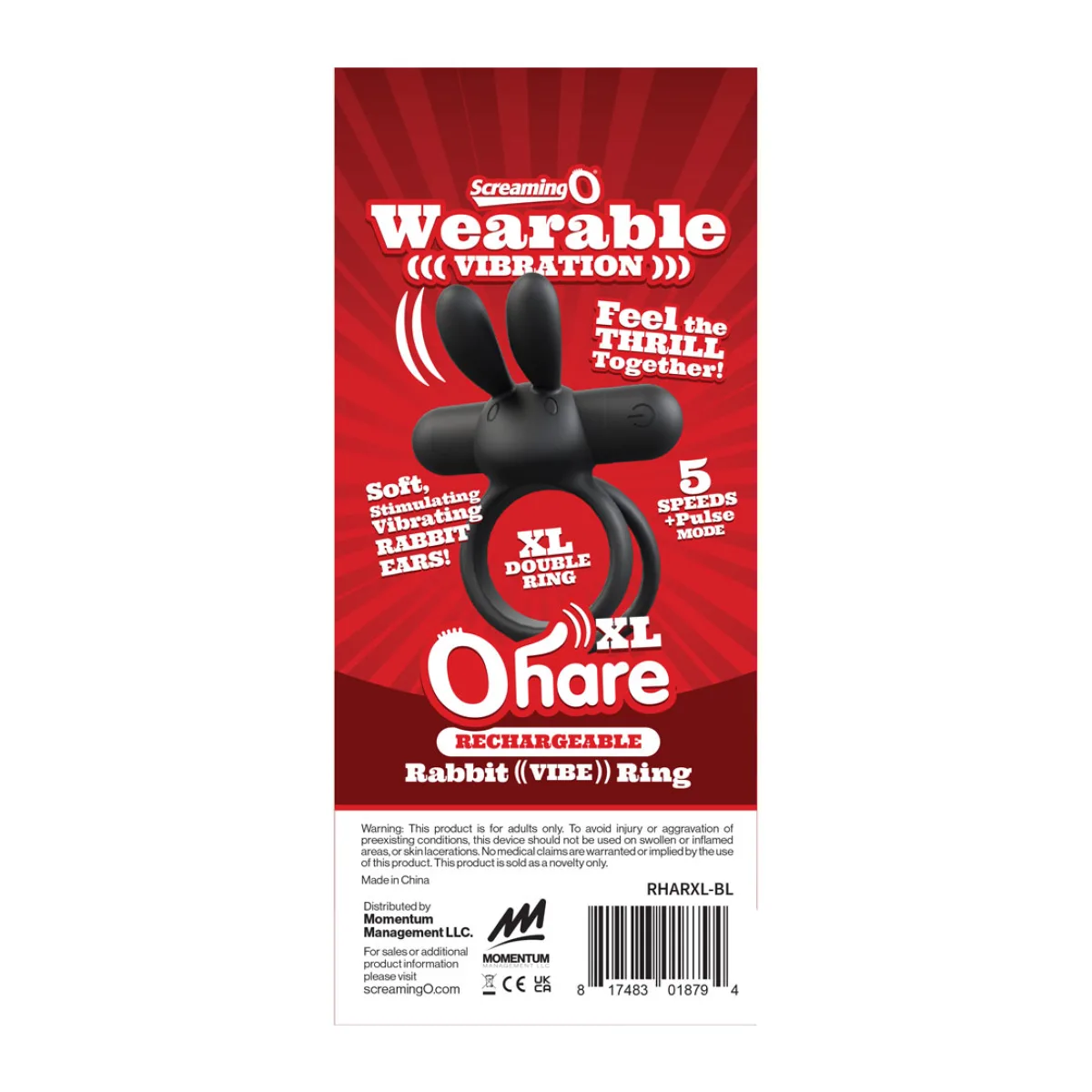 Rechargeable Ohare XL - Black - black vibrating cock ring - product image 2