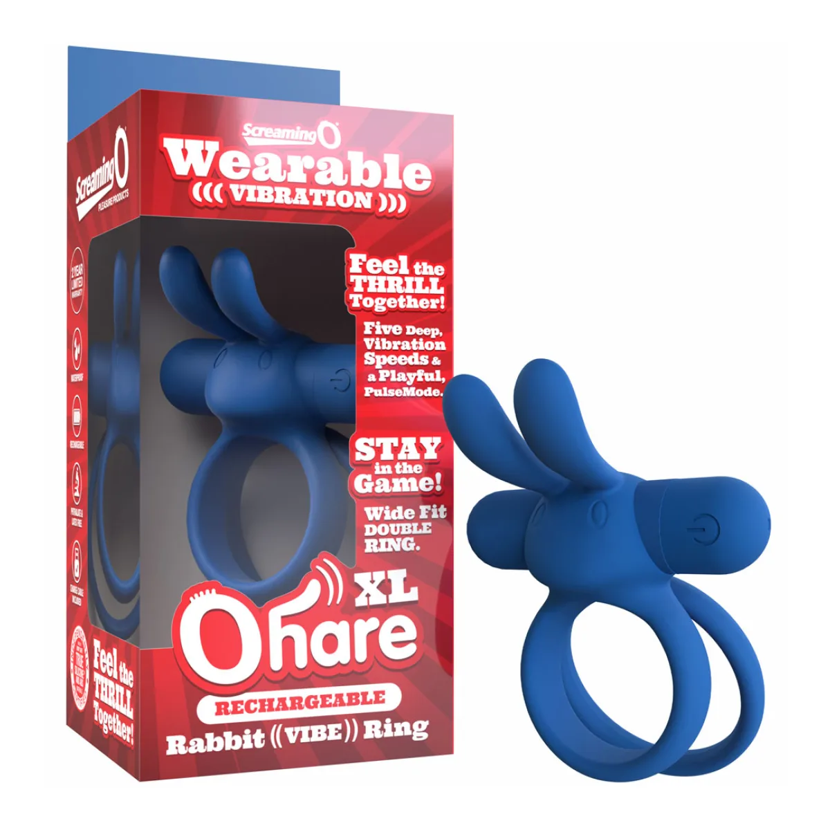 Rechargeable Ohare XL - Blue - blue vibrating cock ring - main product image