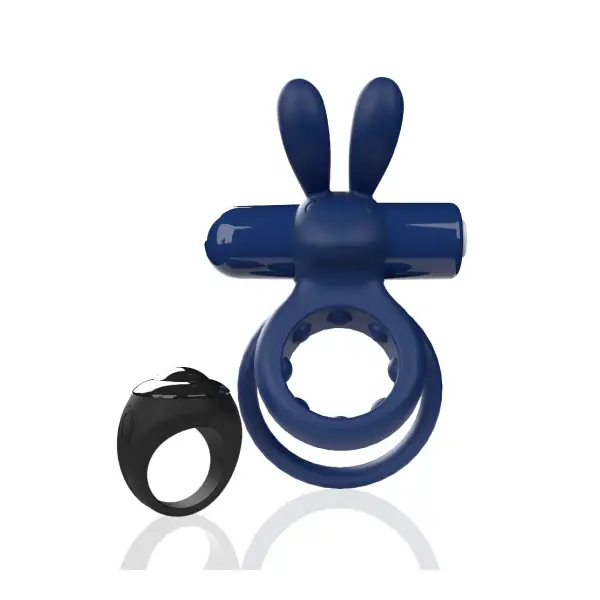 Screaming O Remote Controlled Ohare Vibrating Ring - Blue vibrating cock ring with remote - additional view