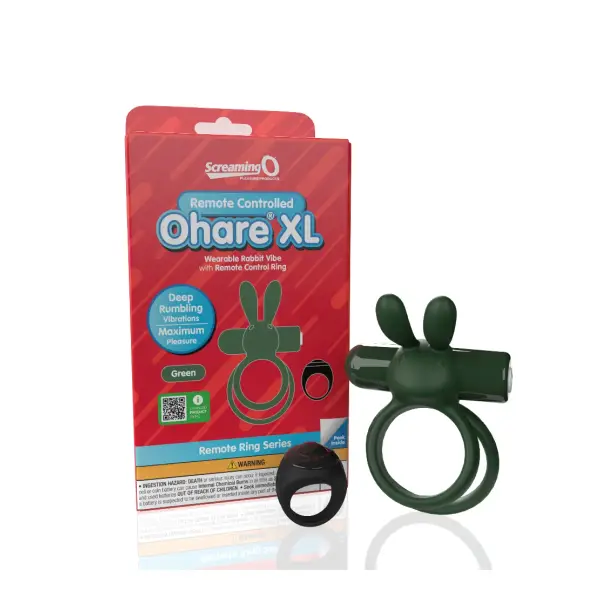 Screaming O Remote Controlled Ohare XL Vibrating Ring - Green remote vibrating cock ring - packaging view