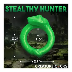 Serpentine Silicone Cock Ring - Green silicone cock ring - additional view