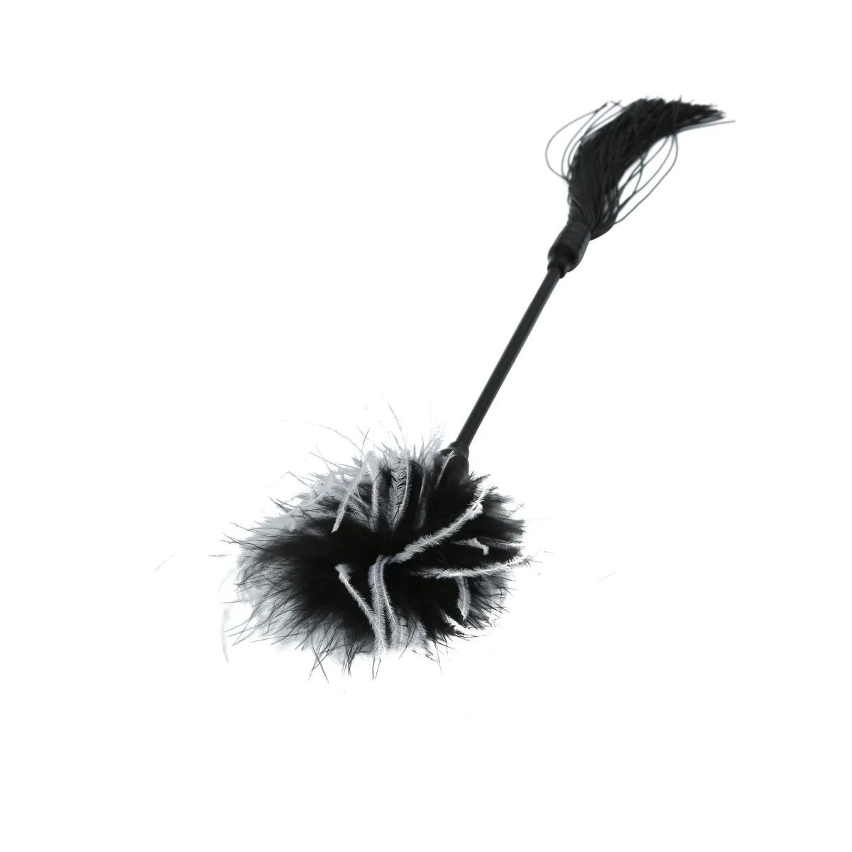 Sex and Mischief Whip and Tickler - Black bdsm flogger - alternate angle