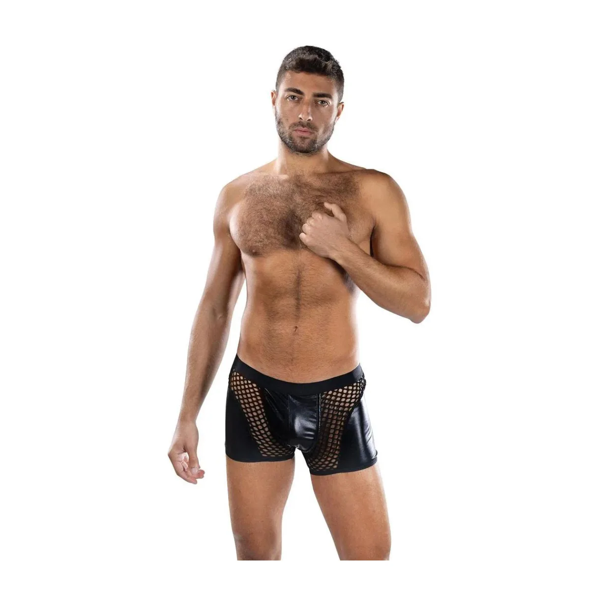 Sheer Contrast Boxer Briefs - Os - Black sexy men lingerie - alternate product image