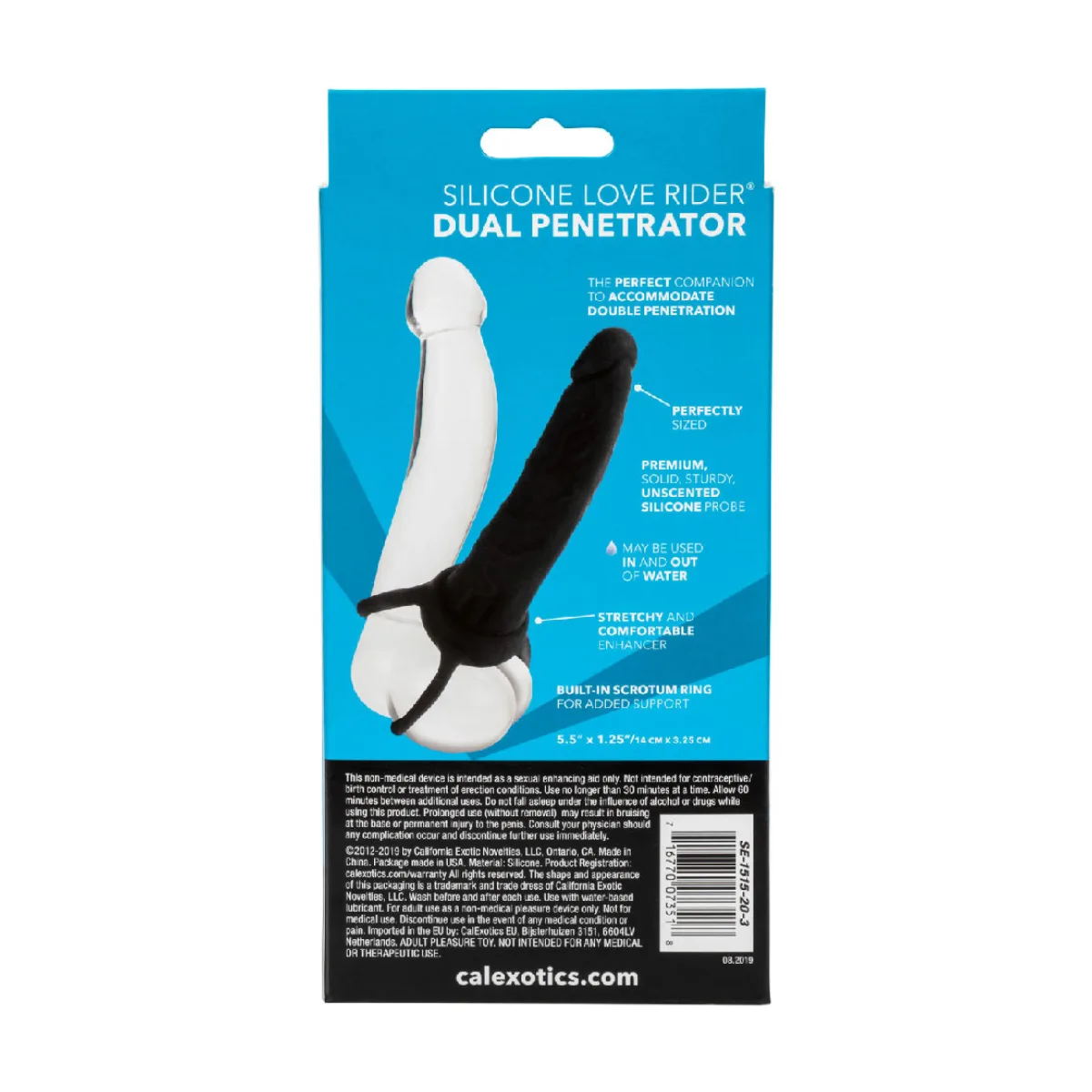 Silicone Love Rider Dual Penetrator - Black - double cock ring - product image 2