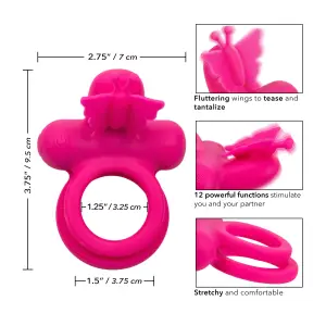 Silicone Rechargeable Dual Butterfly Ring - Pink penis ring - main image