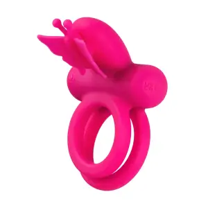 Silicone Rechargeable Dual Butterfly Ring - Pink penis ring - product detail