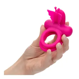 Silicone Rechargeable Dual Butterfly Ring - Pink penis ring - additional view