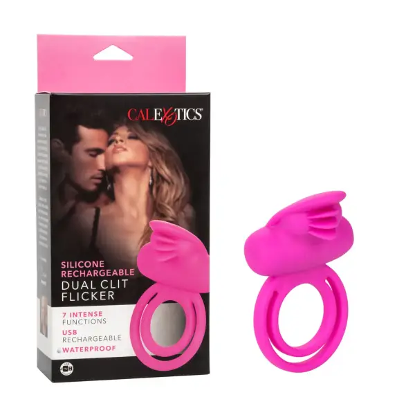 Silicone Rechargeable Dual Clit Flicker Enhancer - rechargeable vibrating cock ring - product image 5