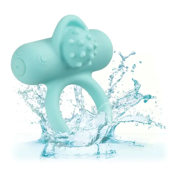 Silicone Rechargeable Nubby Lover's Delight - Blue best cock ring - additional view