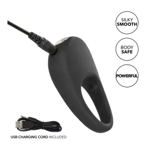 Silicone Rechargeable Pleasure Ring - Black - Black cock ring toy - main image