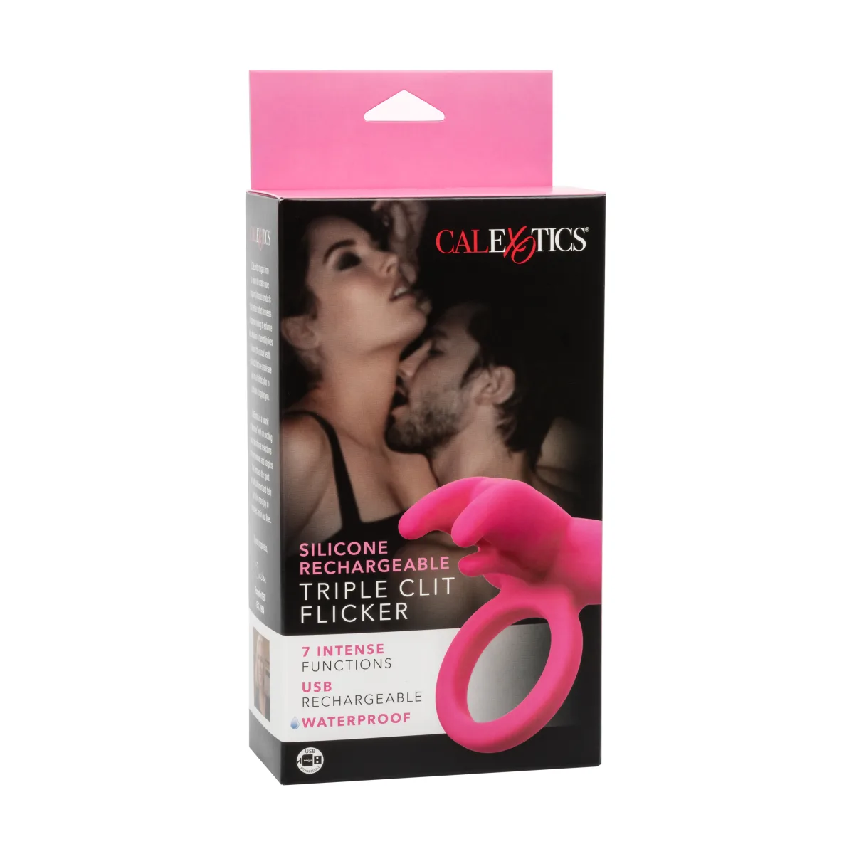 Silicone Rechargeable Triple Clit Flicker vibrating cock ring - alternate angle