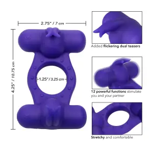 Silicone Rechargeable Triple Orgasm Enhancer - Purple stretchy cock ring - main image