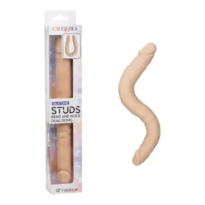 Silicone Studs Bend and Hold Dual Dong 12 in - Ivory realistic double dildo - main product image