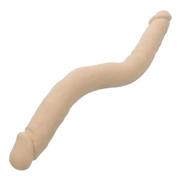 Silicone Studs Bend and Hold Dual Dong 12 in - Ivory realistic double dildo - alternate product angle