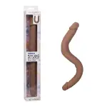 Silicone Studs Bend and Hold Dual Dong 16 in - Brown realistic double dildo - main product image