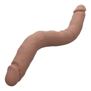 Silicone Studs Bend and Hold Dual Dong 16 in - Brown realistic double dildo - alternate product angle