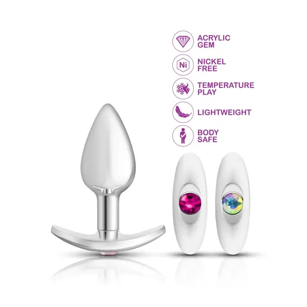 Silver Anchor Buttplug Kit - Clear Iridescent/pink butt plug set - product image 8