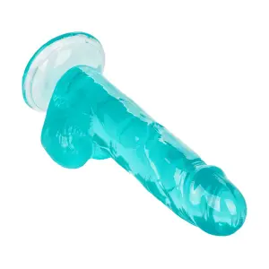 Size Queen 6 in - 15.25 Cm - Blue small strap on dildo - alternate product angle