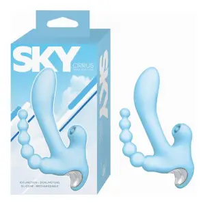 Sky Cirrus Three Way Vibe - Blue vibrating anal toys - product image 2