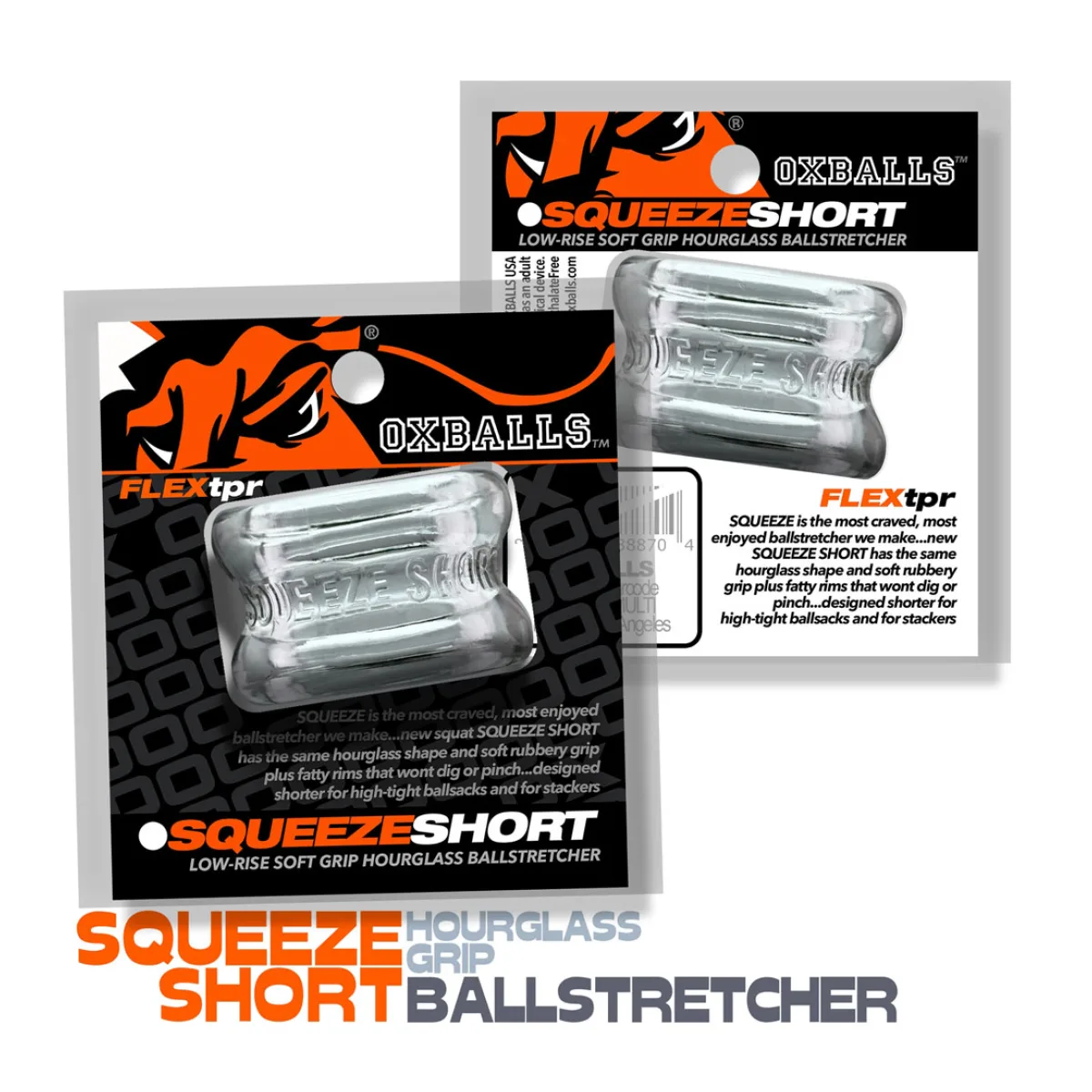 Squeeze Short Ballstretcher - Clear - cock ring - main product image