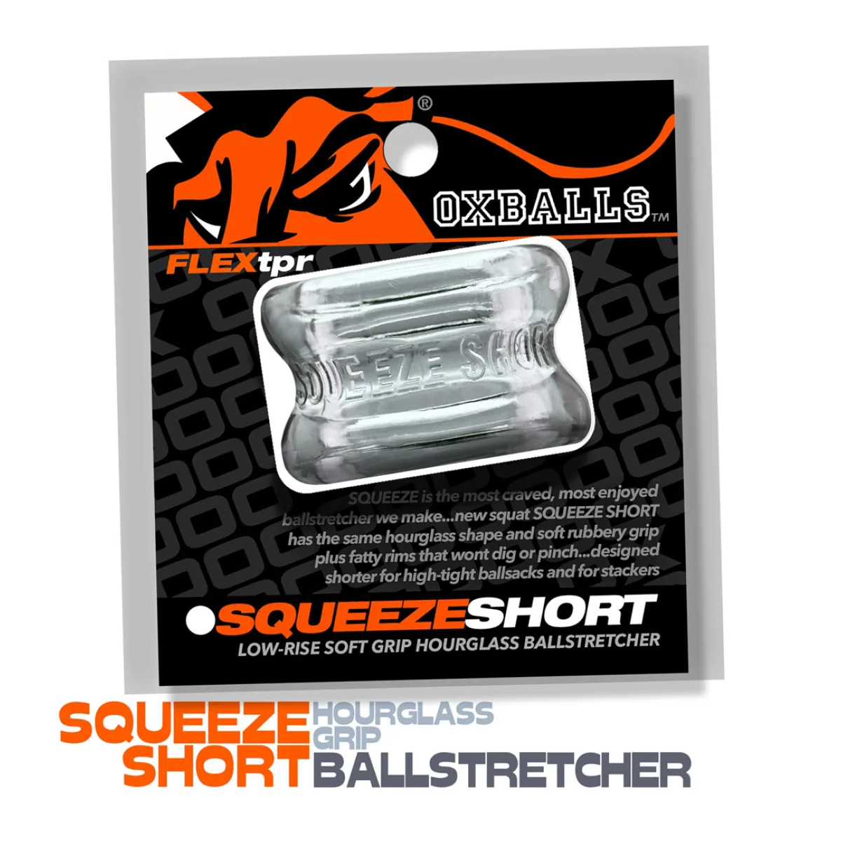 Squeeze Short Ballstretcher - Clear - cock ring - product image 2